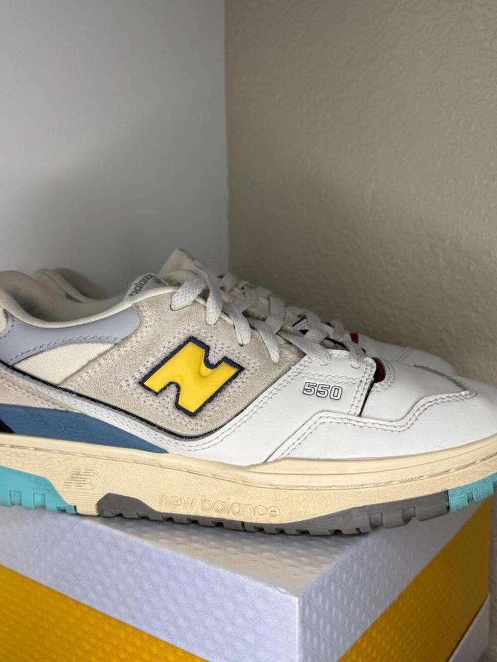 New Balance 550 White Yellow Blue Red Women’s 8.5 / Youth 7 Sneakers